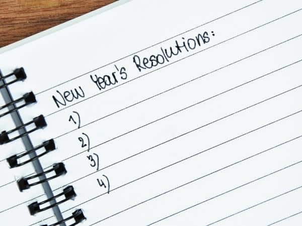 new year resolutions in notebook