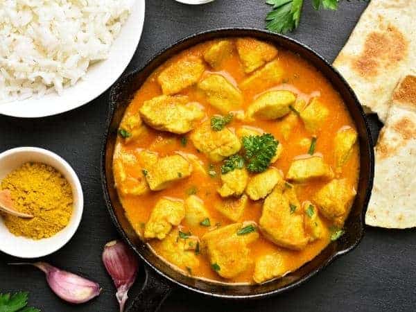 Chicken curry can be made like this for the second nature diet as the meat is lean
