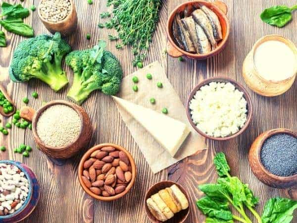 calcium rich foods on a table
