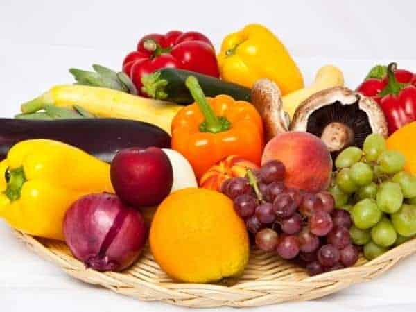 Selection of Slimming World speed foods of speed fruits and speed vegetables in a basket