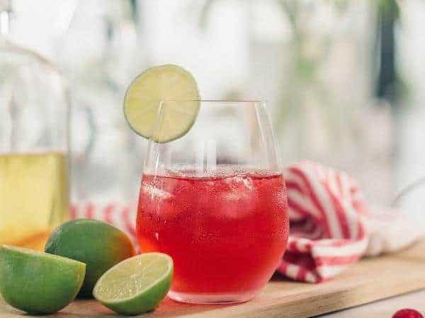 A glass of cranberry juice
