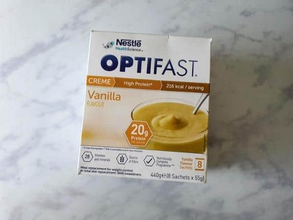 Optifast creme box in vanilla flavour.