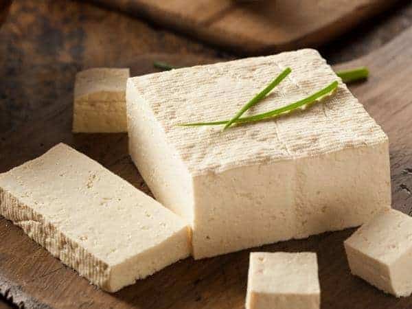 tofu sliced on a board