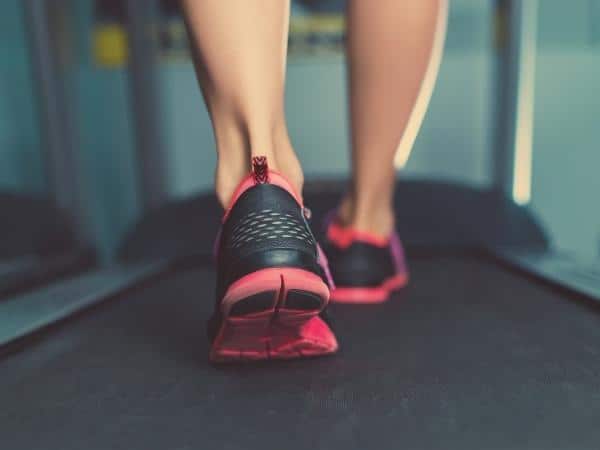 feet on a treadmill