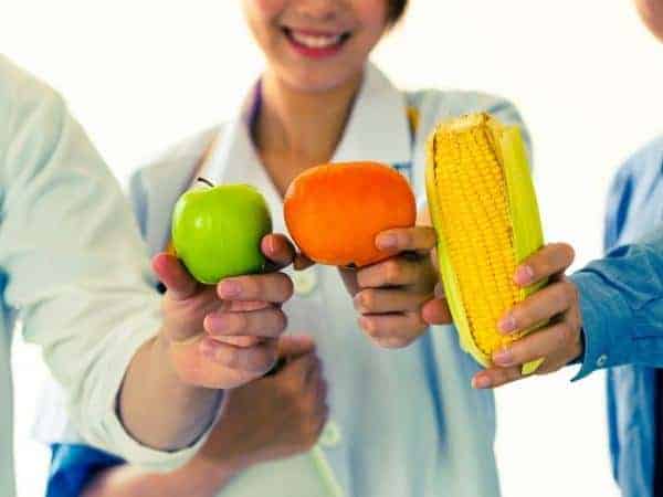 women with fruit and vegetables