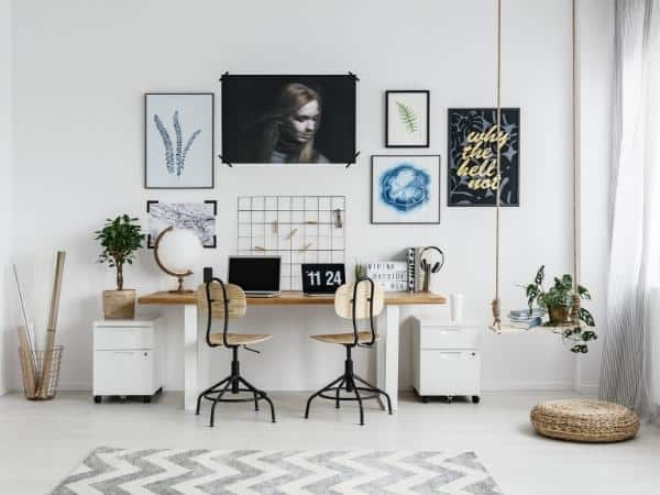 A living room filled with furniture and vase on a table