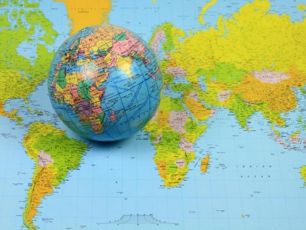 Map with globe