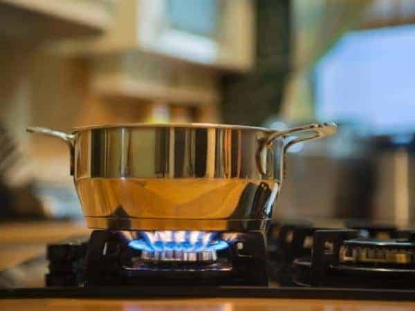 saucepan on gas ring