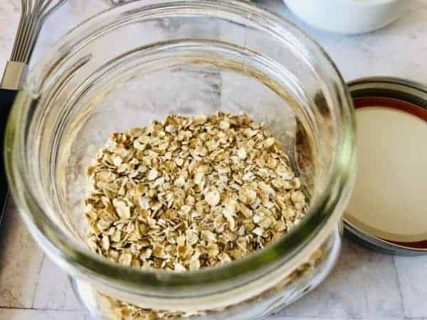 oats in a glass jar.