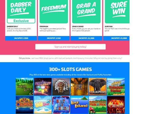 Dabber Bingo Casino Review: 10 free spins and £70 bonus no wagering