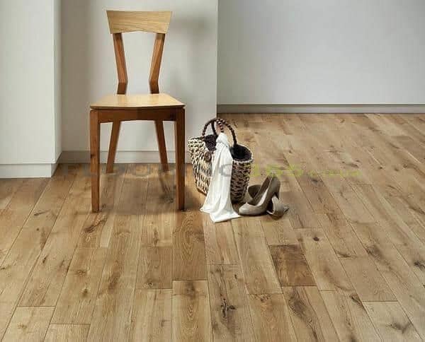 Wooden flooring with a wooden chair and accessories