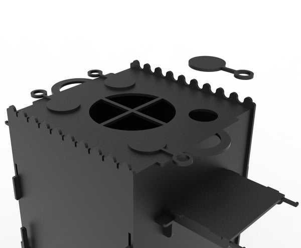 Буржуйка, печь, духовка, мангал, плитка для готовки разборная конструкция (чертеж для лазерного станка DXF)