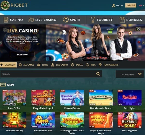 Riobet Casino screen review