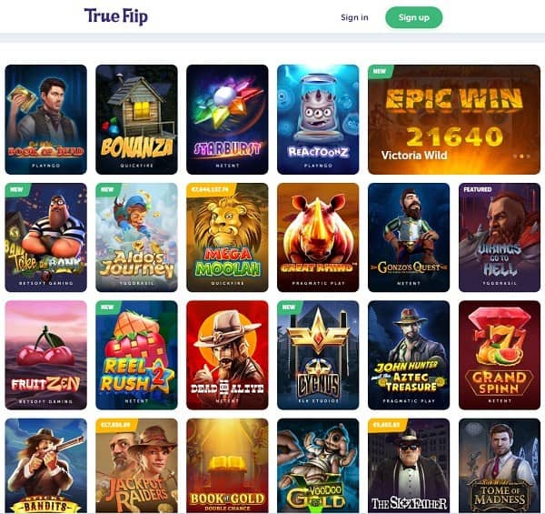 True Flip Casino Online 50 free spins and 200% bonus