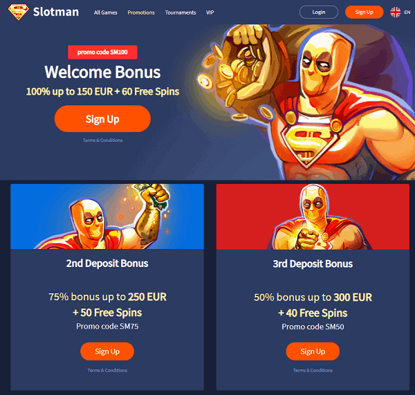 Slotman.com Free Spins Bonus 