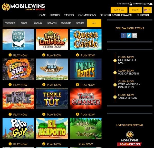 Mobile Wins Casino Review