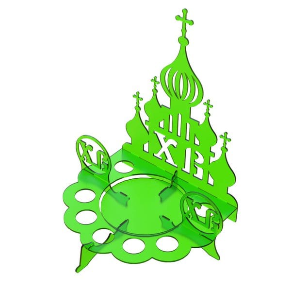 Подставка для яиц в виде церкви, на пасху – чертеж для лазерного станка DXF