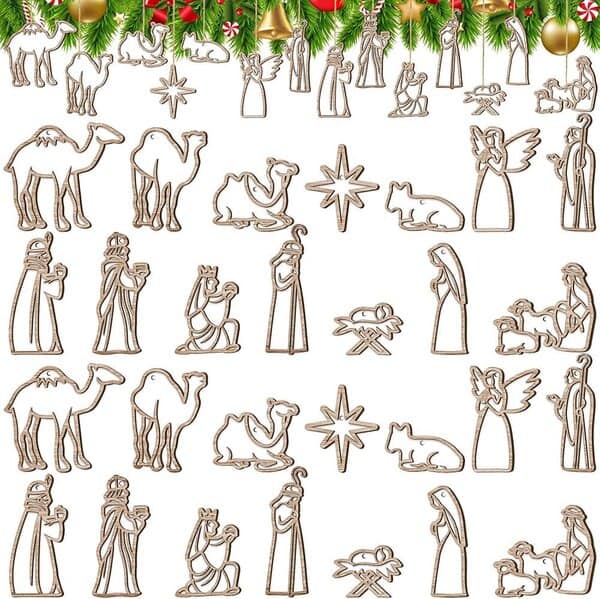 Набор рождественских игрушек из 14 штук (пришествие волхвов) – чертеж для лазерного станка DXF