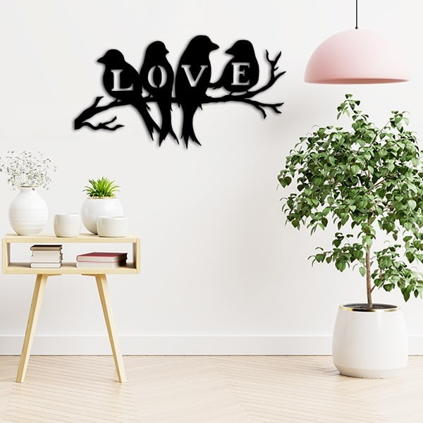 Панно - Четыре птички на ветке DXF