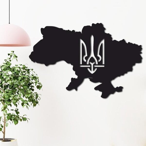 Карта Украины с трезубцем чертеж для лазера | Украина с гербом в DXF формате