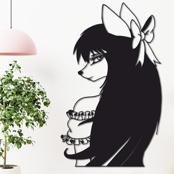Фурри девушка векторный чертеж DXF | Furry dxf | силуэт, арт, лиса, черно-белое