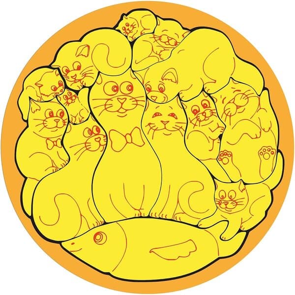 Круглый пазл – "Котики" чертежи для лазерного станка в DXF формате