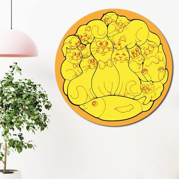 Круглый пазл – "Котики" чертежи для лазерного станка в DXF формате