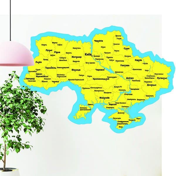 Карта Украины в DXF для лазерного станка с подложкой реками и городами | Мапа України креслення