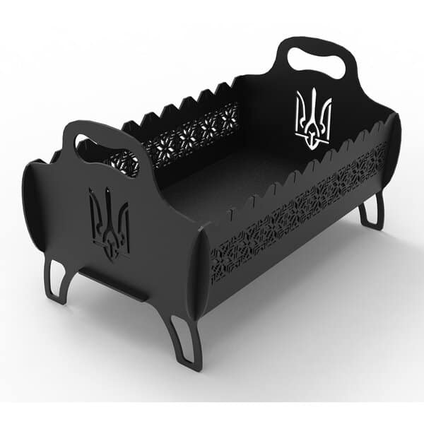 Мангал с Украинским орнаментом (Вышиванка и трезубец) чертеж для лазера DXF