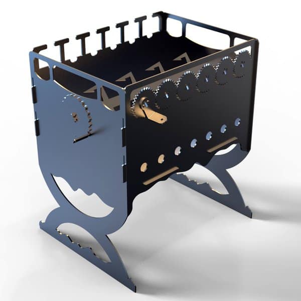 Мангал с одновременным вращающимися шампурами и вертелом посередине – чертеж DXF