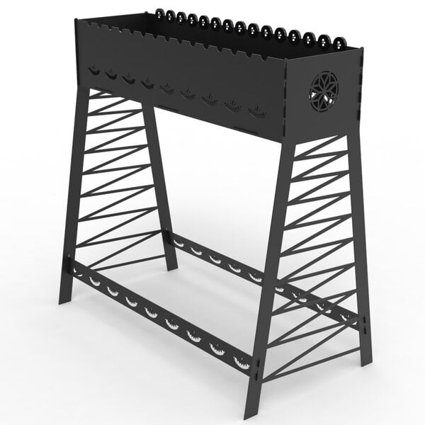 Длинный мангал со свободно вращающимися шампурами, высокий и низкий – чертеж DXF