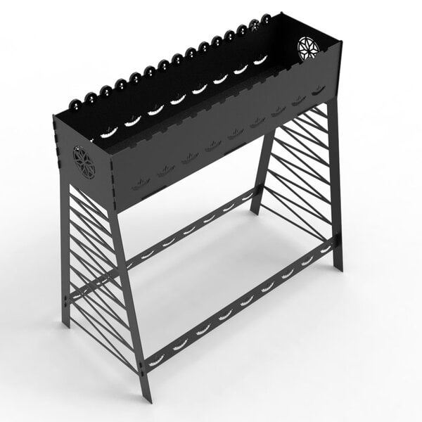 Длинный мангал со свободно вращающимися шампурами, высокий и низкий – чертеж DXF