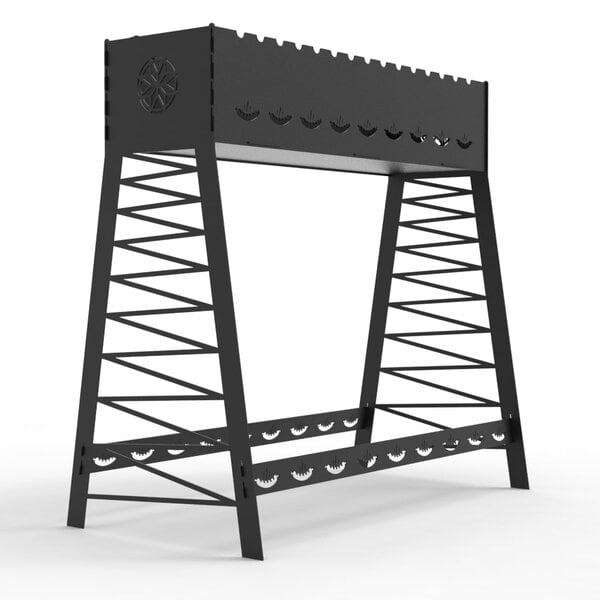 Длинный мангал со свободно вращающимися шампурами, высокий и низкий – чертеж DXF