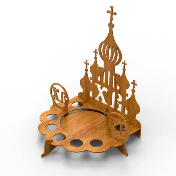 Подставка для яиц в виде церкви, на пасху – чертеж для лазерного станка DXF