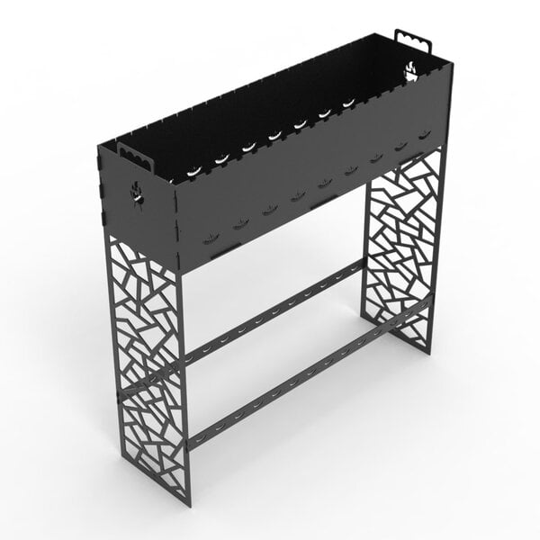 Длинный высокий мангал на 19 шампуров - чертеж DXF для лазерного станка / Барбекю для бизнеса, гриль
