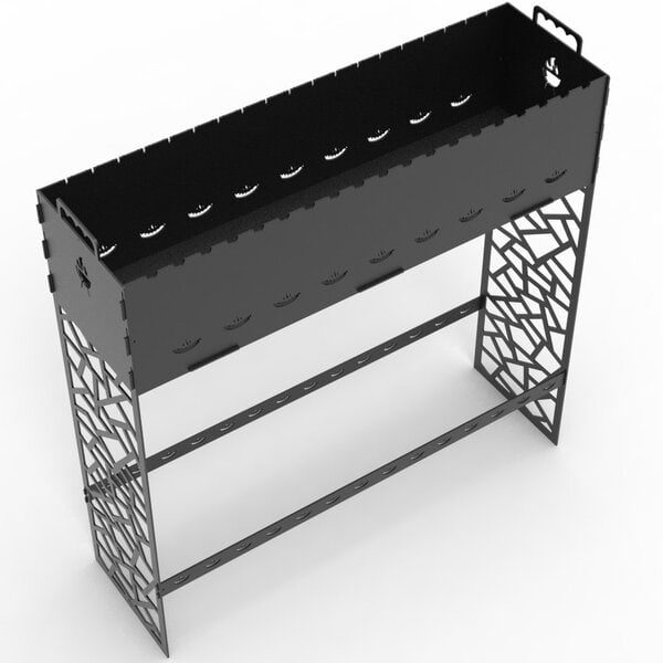 Длинный высокий мангал на 19 шампуров - чертеж DXF для лазерного станка / Барбекю для бизнеса, гриль