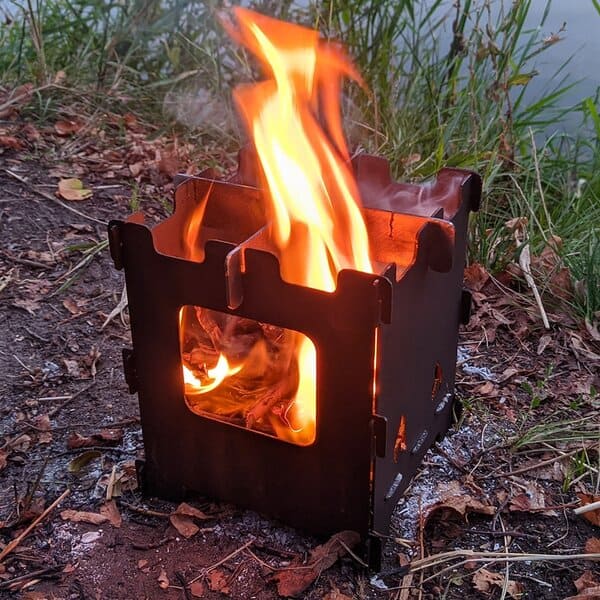 Походная мини-печь на щепе или угле, чертеж DXF, Щепочница разборная DXF