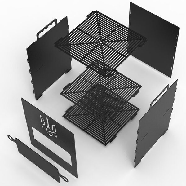 Большая двухярусная печь с трезубцем – чертеж для лазерного станка в DXF формате