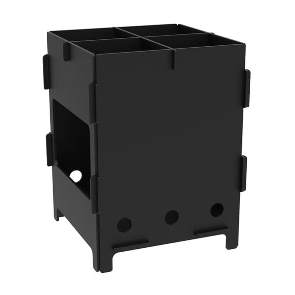 Походная мини-печь на щепе или угле, чертеж для лазера в DXF. Щепочница разборная DXF