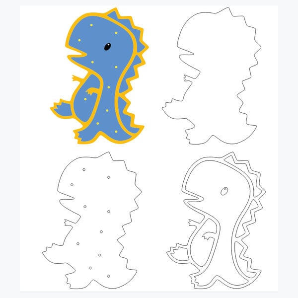 Ночник "Динозаврик" – Многослойный чертеж в dxf формате