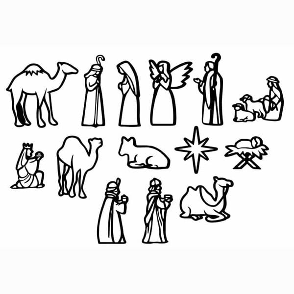 Набор рождественских игрушек из 14 штук (пришествие волхвов) – чертеж для лазерного станка DXF