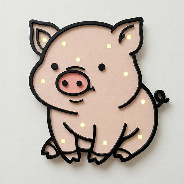 Ночник для детей “Маленькая свинка” – Многослойный чертеж DXF