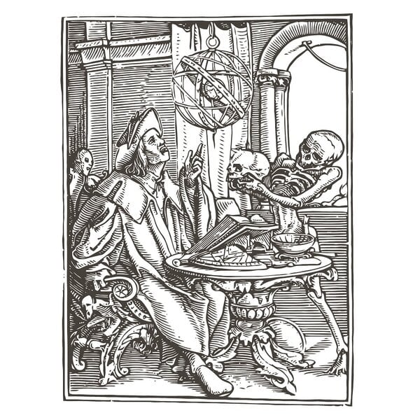 Пляска смерти Гольбейна: Астролог – Чертеж для гравировки DXF