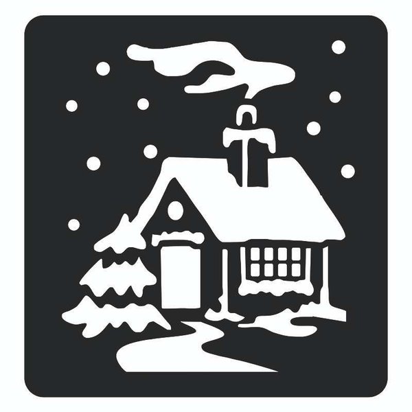 Трафарет – Дом и ёлка – Чертеж DXF для лазерного станка