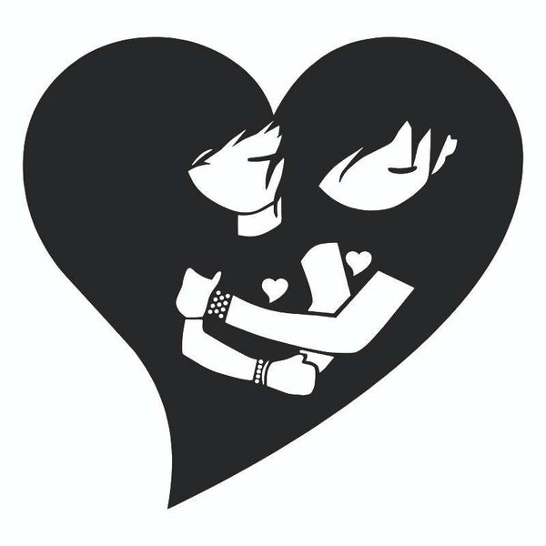 Влюбленная пара в сердечке | Эмо DXF чертеж