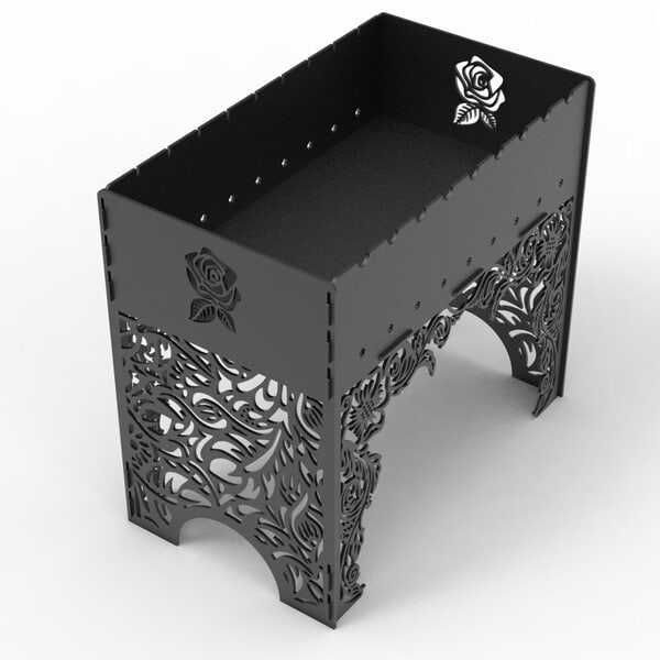 Мангал с красивыми узорами "Роза" 4 мм сталь Чертеж для лазерной резки DXF. барбекю, гриль