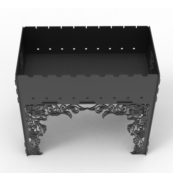 Мангал с красивыми узорами "Роза" 4 мм сталь Чертеж для лазерной резки DXF. барбекю, гриль