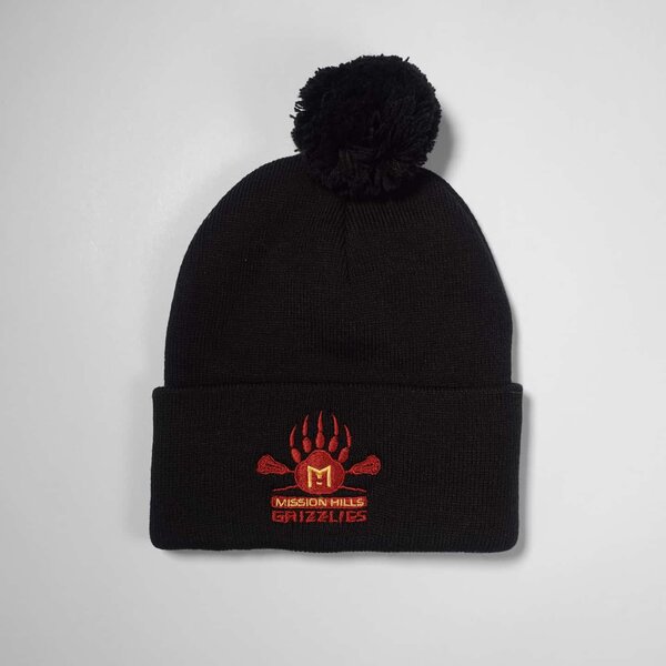 Beanie - Black - Grizzlies Lacrosse Embroidery