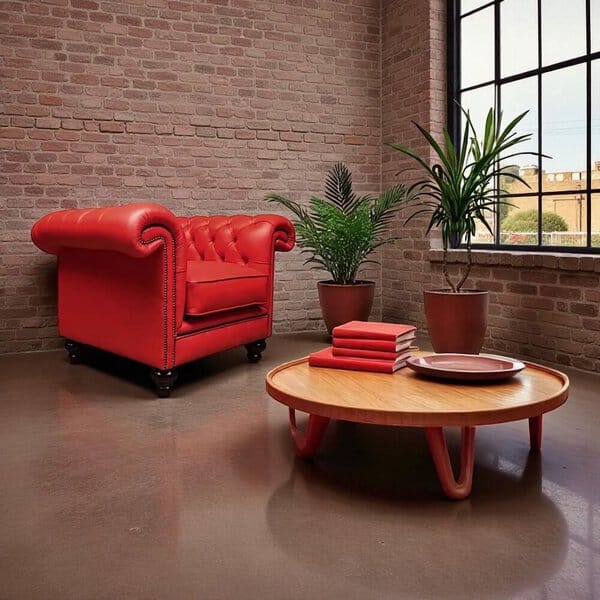Rochester fauteuil 122cm in Scarlet Red - Afbeelding 2