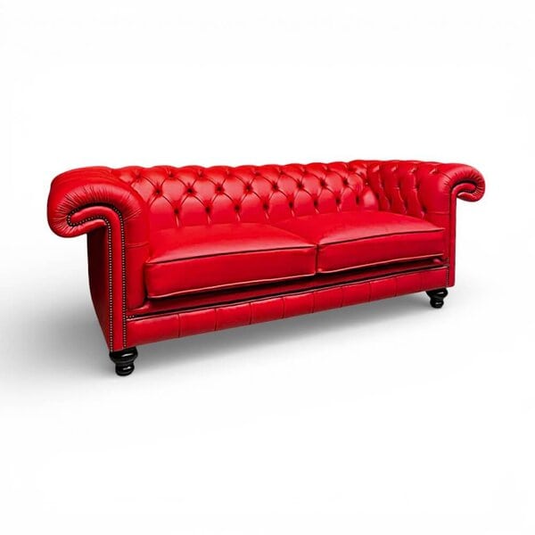 Rochester bank 211cm in Scarlet Red